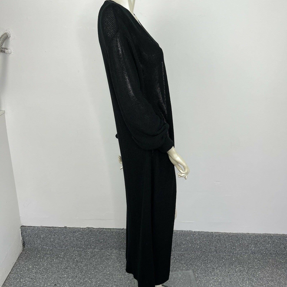 Free People Beach Long Duster Cardigan Small Black Knit Open Front Boho - Picture 10 of 12